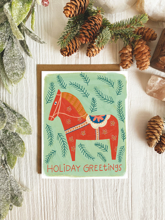 Swedish Dala Horse Card | Single Card or Set